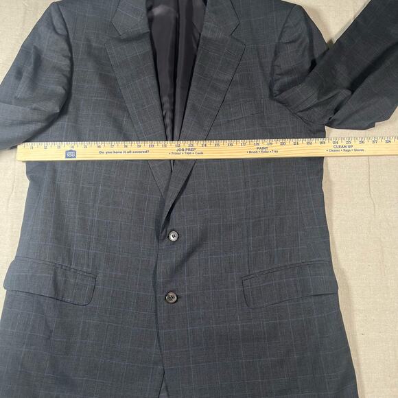 Ermenegildo Zegna Wool Blazer Men's 42R Gray Blue Checkered Super 100’s - Picture 3 of 12
